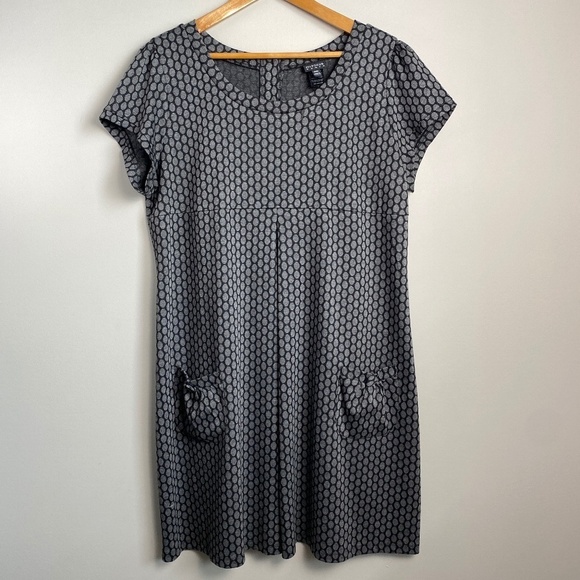 EnFocus‎ Women Charcoal Short Sleeve Oval Pattern Straight Shift Midi Dress 18W - Picture 1 of 14